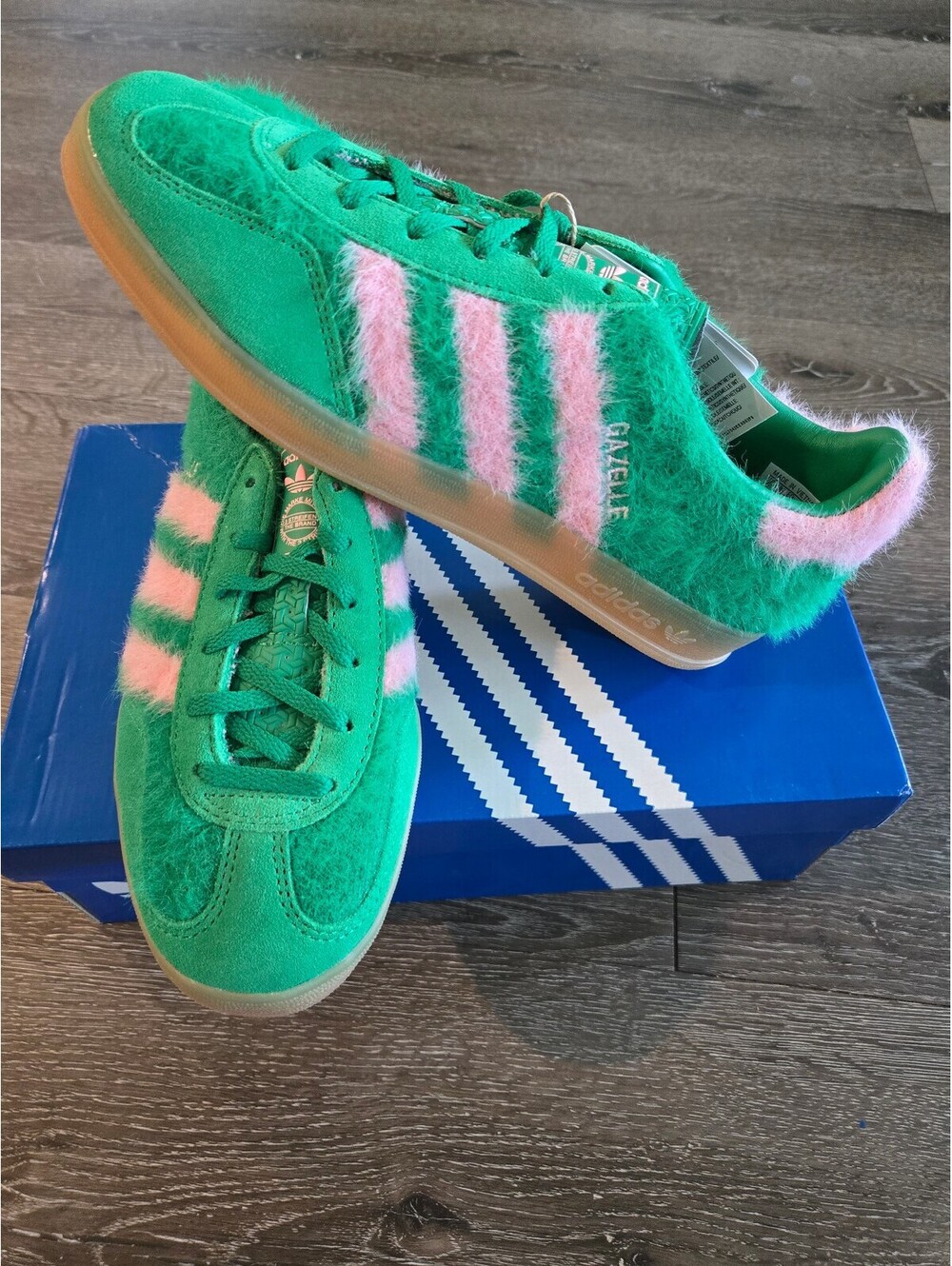 adidas Gazelle Indoor W Fuzzy Green Pink Gum Women's Size 8 JP8342 NIB